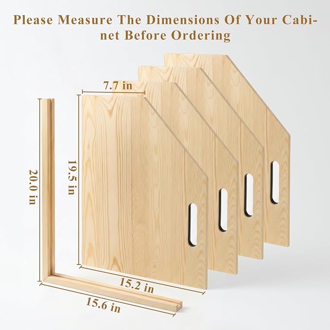 6 Pack Solid Wood Tray Dividers for Cabinet, Cookie Sheet Organizer for Cabinets, Baking Sheet Organizer, No-Cut Kitchen Cabinet Dividers, Cookie Trays for Kitchen, Pantry Storage (12, Pounds) - Image 2