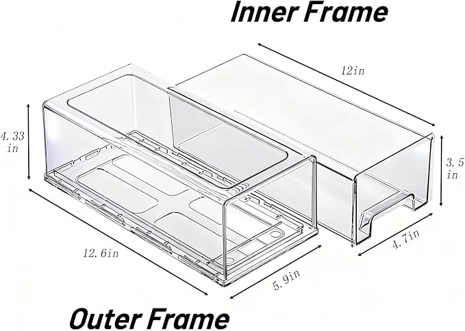 Clear Stackable Storage Drawers 2 Pack M, BPA-Free Plastic Pull Out Organizer with Anti-Slip Pad for Bathroom Pantry Cabinet - Image 3