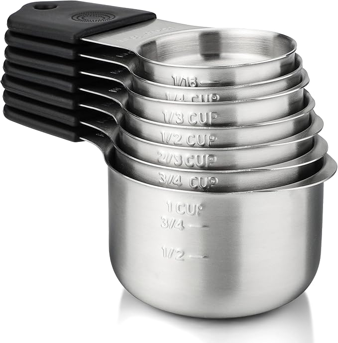Magnetic Measuring Cups Set of 7 Stainless Steel Stackable Measuring Cups | Heavy Duty Measuring Cups for Dry and Liquid Ingredients by X-zrew