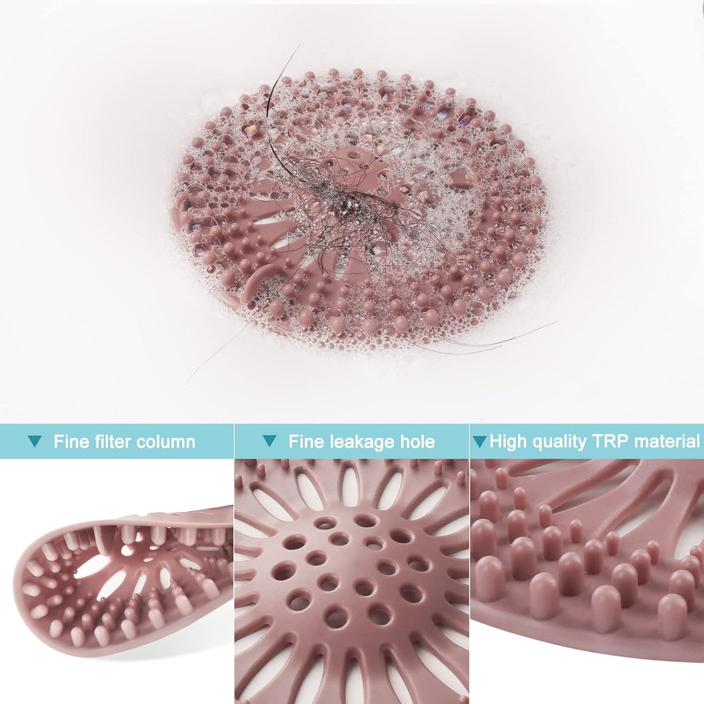 Gotega Bathroom Sink Drain Strainers, Hair Catcher Shower Drain Covers Protector, Flexible TPR Material, Multiple Colors for Bathroom Tub Shower and Sink Hair Trap Garbage Disposal Parts, 5 Pack