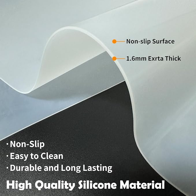Ultibe Silicone Mats for Kitchen Counter, 78.7''x23.6''(200cmx60cm) Largest Heat Resistant Counter Mat Kitchen Island Waterproof Thicken Non-Slip Countertop Protector Mat, Semitransparent - Image 6
