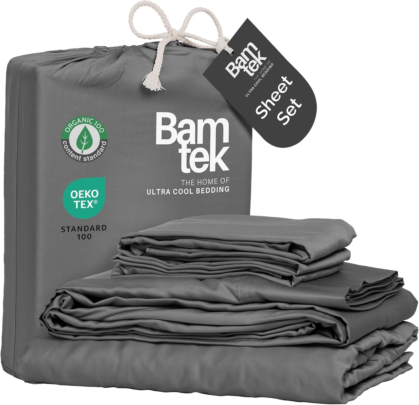 100% Viscose from Bamboo Sheets King Size, Super Soft Bedding Set, 4PC Cooling Sheets for Hot Sleepers, Vegan Silk Moisture Wicking, Organically Grown Bedsheet, Steel - 76" x 80"