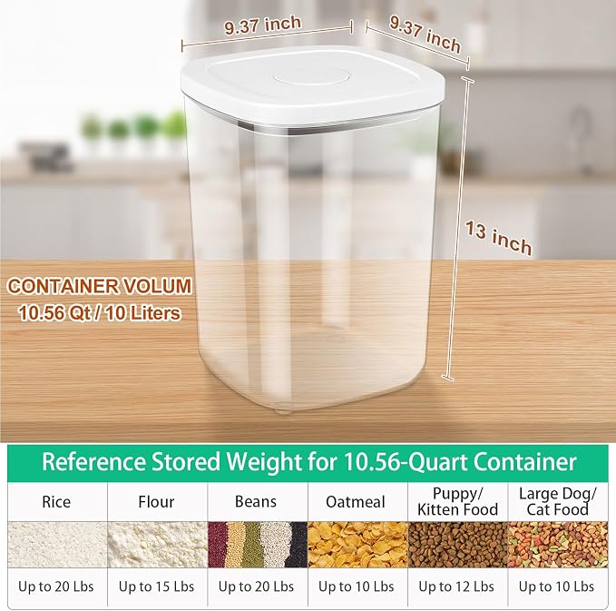 TBMAXS Airtight Rice Container 20 Lbs, Clear PET Plastic Food Storage Container Bin For Flour Sugar, Dry Food Holder with Easy Locking Lid for Kitchen Pantry Organization and Storage - Image 2