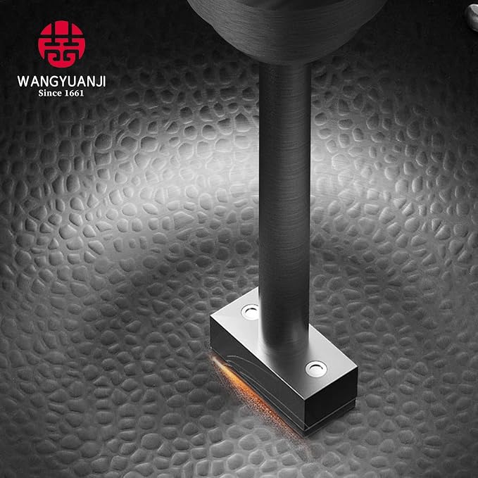 WANGYUANJI Carbon Steel Wok with Lid, 13.4" Hand Hammered Stir Fry Pan with Detachable Wooden Handle, Flat Bottom Wok Pan for Electric, Induction & Gas Stoves, No Coating (Black) - Image 4