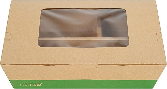 Restaurantware Paper Bento Box 100 Count 51 Ounces Paper Lunch Container Kraft Food Box, Greaseproof Disposable Three Compartment Meal Prep Box with Transparent PLA window - Image 15