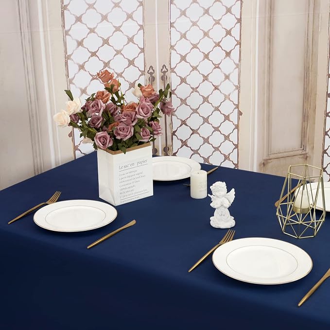 12 Pack Navy Blue Tablecloth for Rectangle Table 90 x 156 Inch - Image 2