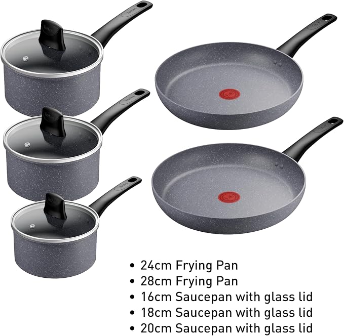 Tefal Healthy Cook On Non-Stick 5-Piece Pan Set, Glass Lids - Image 2