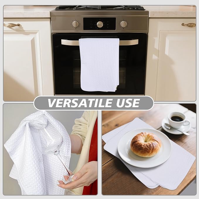 SINLAND Sublimation Blank Towels Waffle Kitchen Towel 16x24 10 Pack White - Image 6