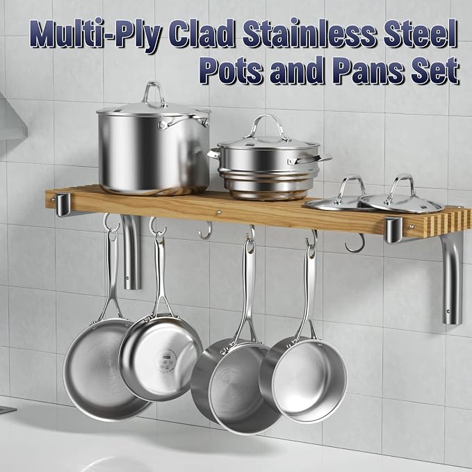 Cooks Standard 10-Piece Multi-Ply Clad Stainless Steel Pots and Pans Set - Image 7
