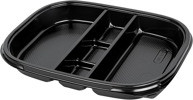 Restaurantware-Bento Tek 50.7 Ounce Meal Prep Containers, 50 Disposable To Go Food Boxes - Lids Sold Separately, 5 Compartments, Black Plastic Bento Lunch Boxes, Freezable, For Take Out - Image 7
