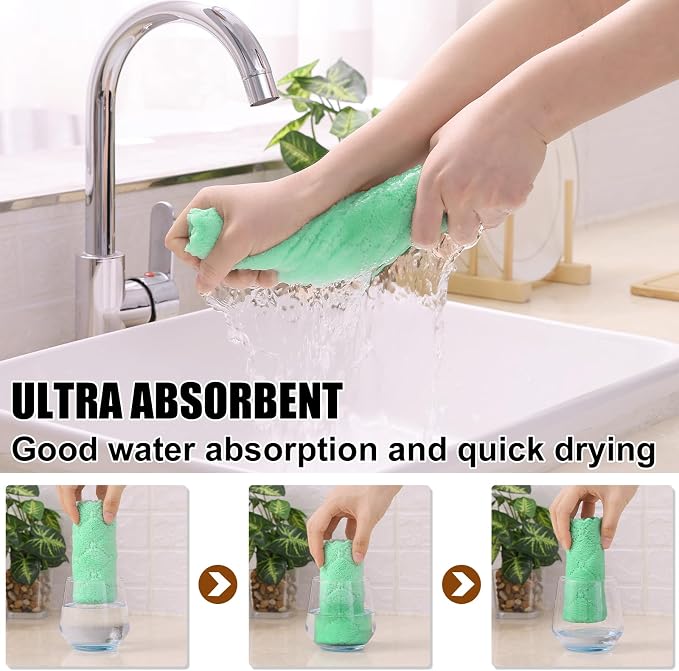 Homaxy 12 Pack Super Soft & Absorbent Dish Cloths, 10" x 10", Green - Image 3