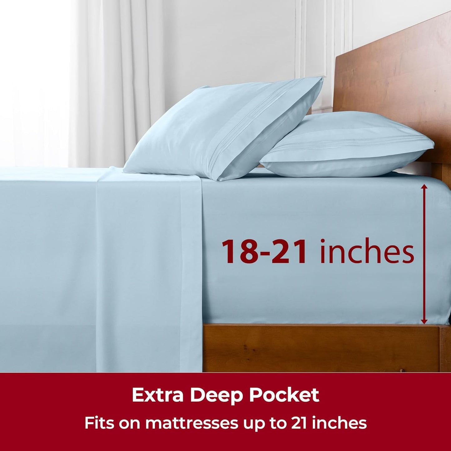 Mellanni Extra Deep Queen Sheets - 4 PC Iconic Collection Bedding - Hotel Luxury, Ultra Soft, Cooling Bed Sheets - Wrinkle, Fade, Stain Resistant (Queen, Aqua)