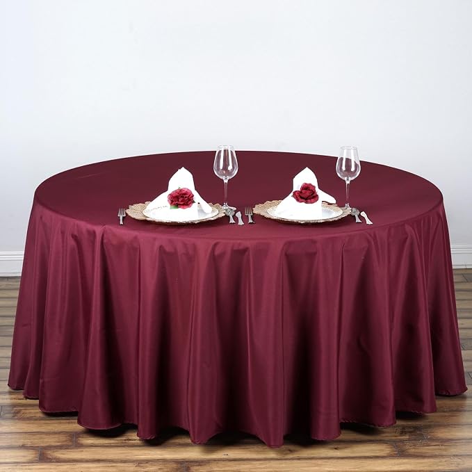 Balsa Circle 6 pcs 108 inch Burgundy Round Polyester Tablecloths Fabric Table Cover Linens for Wedding Party Banquet Reception Events Kitchen Dining - Image 8
