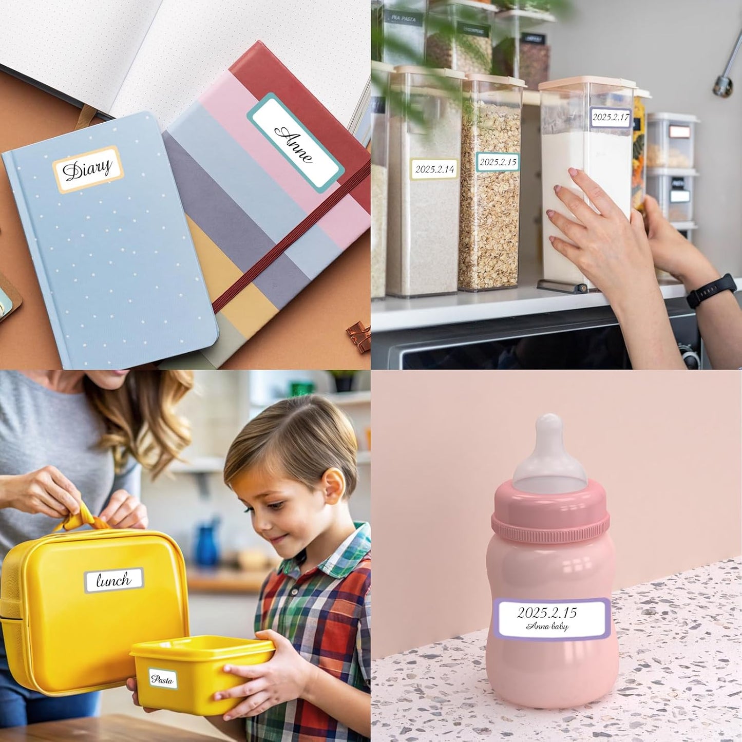 STARLIBOO Removable Labels, Removable Colored Labels Stickers, Self-Adhesive Rectangular Stickers Water/Oil/Tear Resistant for Storage/Classroom/Home (2 Size, 300 Labels)