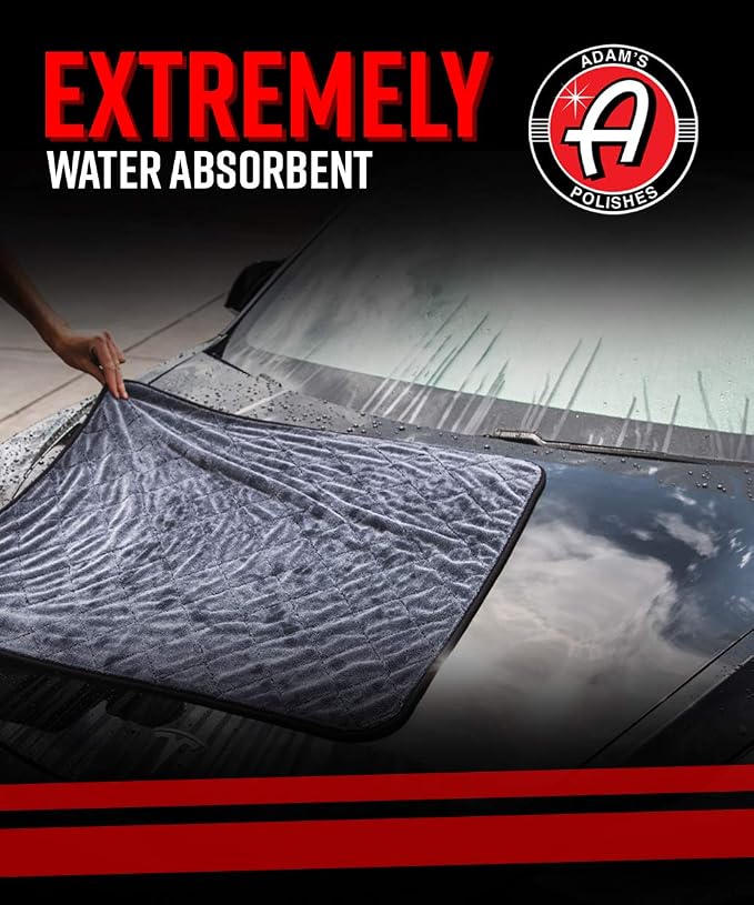 Adam's Polishes Jumbo Plush Drying Towel 33 x 29 inches 1500 GSM - Absorbent Microfiber (1 Pack), White - Image 3