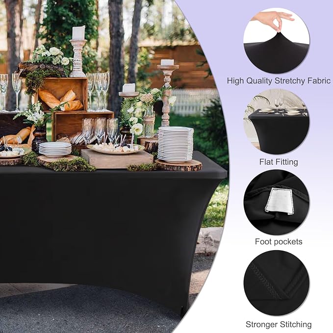 ABCCANOPY 6FT Spandex Table Cover, Stretch Fitted Tablecloth, Black - Image 4