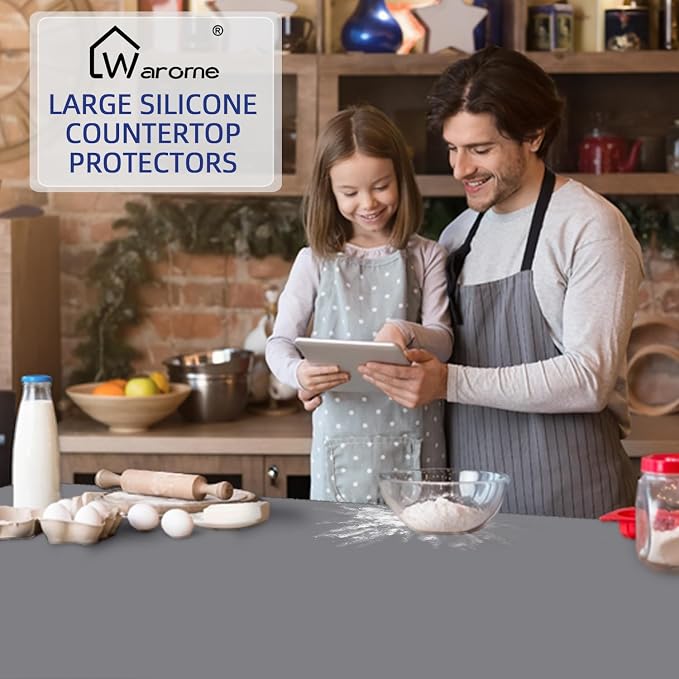 Warome Silicone Mat,78.7”x 23.6” Heat Resistant Mats for Countertop,Extra Large Countertop Protector Mat, Multi-functional Cuttable Kitchen Counter Mat, Silicone Mats for Kitchen Counter/Crafts- Grey - Image 6