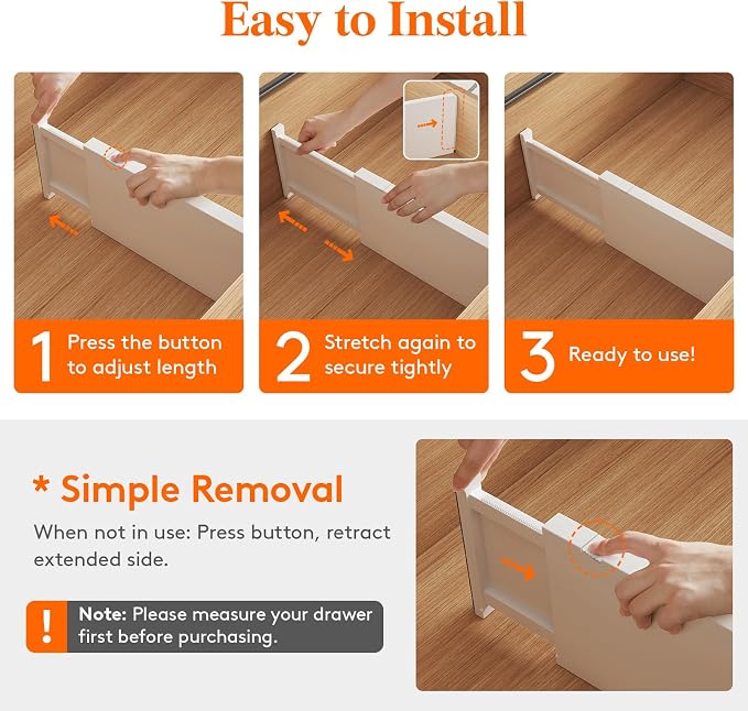 Lifewit 6" Tall Upgrade Drawer Dividers, Adjustable Deep Drawer Organizer | 16 Pack 13.5"-22" Expandable White Drawer Separator for Clothes, Dresser/Kitchen/Closet/Bedroom/Office Organization & Storage - Image 7