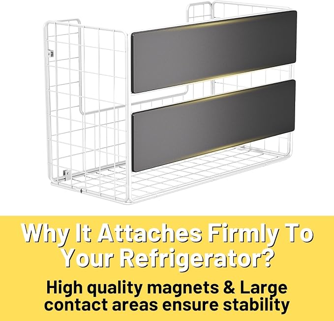 Ofiray-home Magnetic Fridge Shelf, Fruit Potato & Onion Storage Bins, Pantry Organizers, Large Container Basket for Refrigerator, Kitchen Counter, Cabinet (1, White) - Image 3
