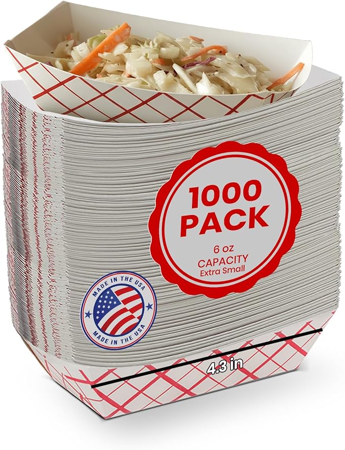 MT Products Plaid Charcuterie Tray 6 oz. Disposable Paper Food Tray - Pack of 1000 by MTProducts
