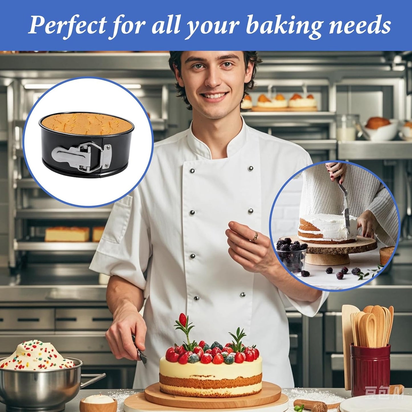 6 Inch Non Stick Spring form Pan with Stainless Steel Spring Buckles,Round Carbon Steel Cake Mold with Removable Bottom for Baking Kitchens and Restaurants (6)