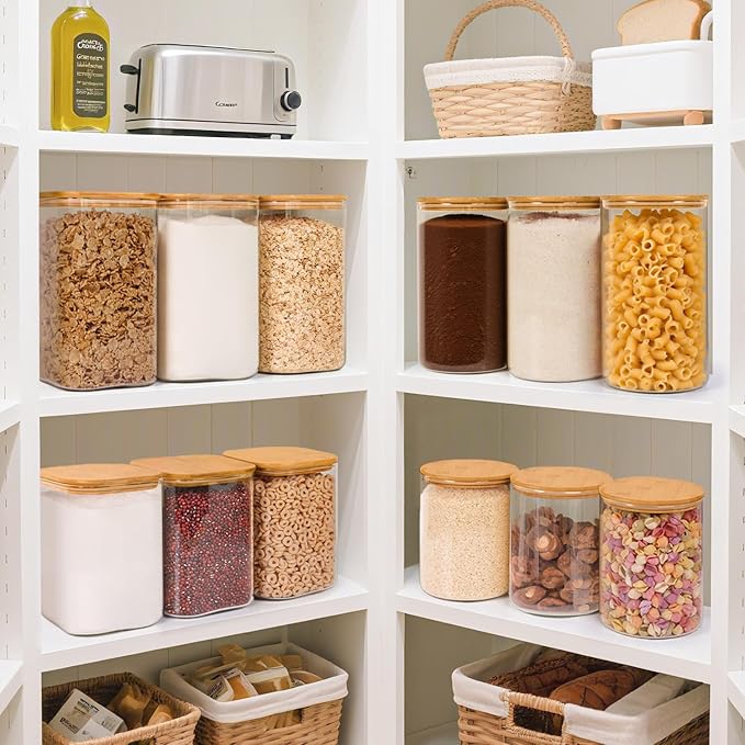 ComSaf Flour Sugar Storage Containers 4 Qt, Set of 2 Glass Flour Container | 1 Gallon Large Glass Storage Containers, 15cm Extra Wide Mouth Canisters, Easy Clean and Scoop, 4.4lb Flour Jar, BPA Free - Image 5