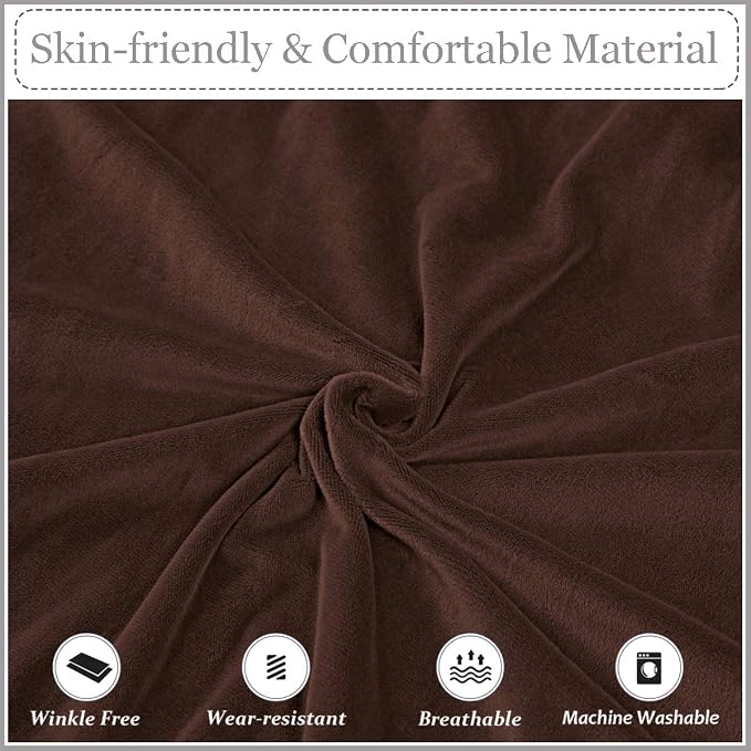 Velvet Plush XL Dining Chair Covers, Stretch Chaircover, Spandex High Chairs Protector Covers Seat Slipcover with Elastic Band for Dining Room,Wedding, Ceremony, Banquet (Coffee, Set of 4) - Image 4