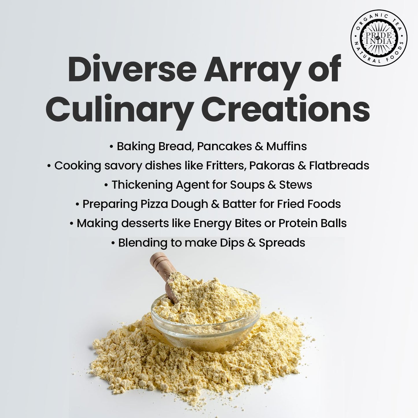 Pride of India- Garbanzo Bean Flour 1 lbs (454 gm) Earthy Nutty Slightly Sweet Taste Freshly Milled in Small Batches | Used for Baking Cooking Coating Thickening |Vegan, Gluten-Free