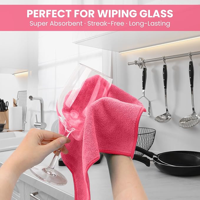 34 Pack Microfiber Cleaning Cloth, 4 Assorted Colors Cleaning Rags for Housekeeping, Colorful Reusable Microfiber Towels for Car, Kitchen, Bathroom and Household Cleaning Supplies, 11.8"X11.8" - Image 3
