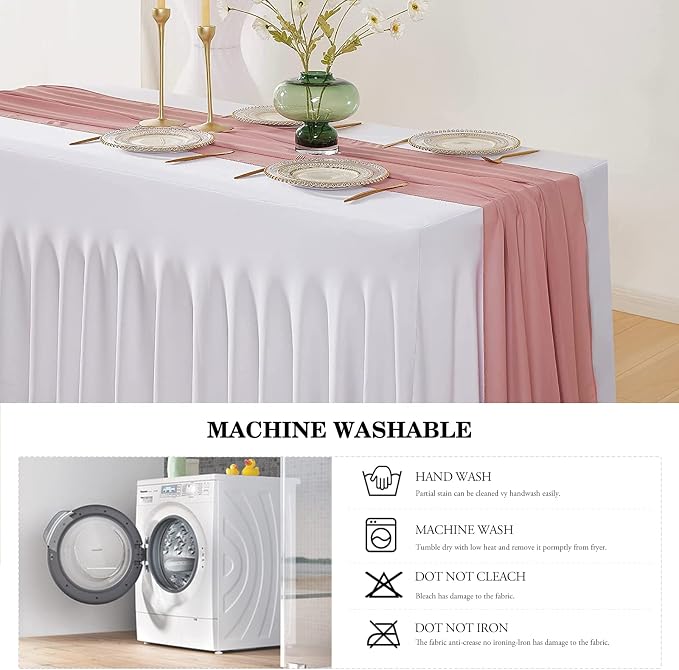 ManMengJi White Spandex Table Cover 6FT, Stretch Tablecloths with Skirts for Rectangle Tables, Wrinkle Resistant, Perfect for Weddings, Parties, Vendors - Image 6