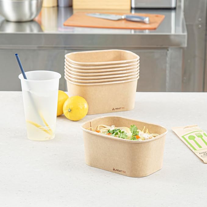 Restaurantware 34 Ounce To Go Containers, 25 Greaseproof Serving Containers - Durable For Oven Up To 460F, Freezable, Stackable, Kraft Paper Disposable Food Container For Take Outs - Image 5