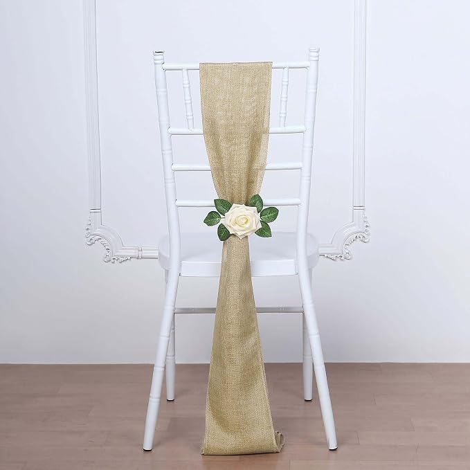 Efavormart 5 Pack | Natural Jute Faux Burlap Chair Sashes, Boho Chic Linen Decor - 6"x108" by efavormart
