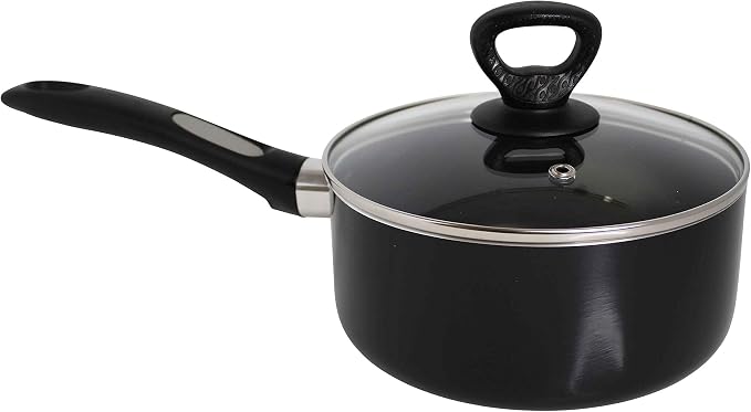 Mirro A7972484 Get A Grip Aluminum Nonstick 3-Quart Saucepan with Glass Lid Cover Cookware, Black - Image 3