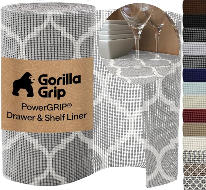 GORILLA GRIP powerGRIP Drawer Shelf and Cabinet Liner, 17.5" x30', Gray by Unknown