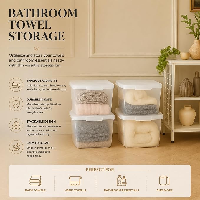 Jumbo Food Storage Container Set of 2 with Lids – 12 & 17 Quart Airtight Plastic Latching Boxes, Heavy-Duty Stackable Bins for Rice, Flour, Pet Food, Closet, Pantry, Kitchen, Pantry, Made in Japan - Image 8
