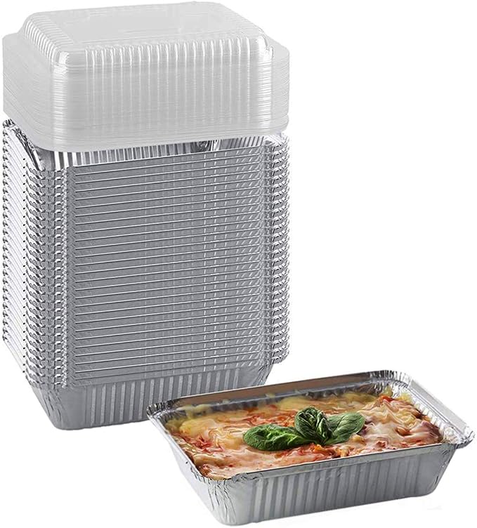 Tiger Chef Aluminum Tin Foil Pans Disposable Freezer to Oven Safe Aluminum Foil Pans (40, 2.25 Lb with Dome Lids) - Image 6