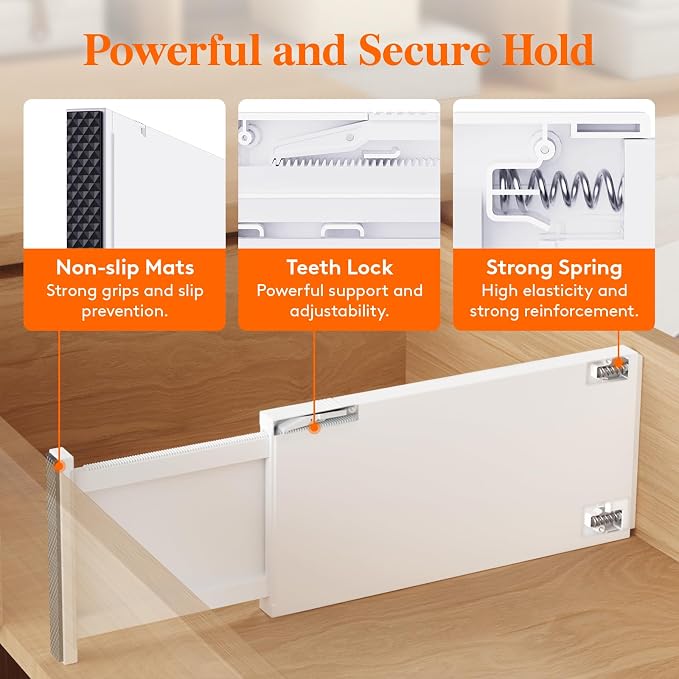 Lifewit 6" Tall Upgrade Drawer Dividers, Adjustable Deep Drawer Organizer | 13.5"-22" Expandable White Drawer Separator for Clothes, Dresser/Kitchen/Closet/Bedroom/Office Organization & Storage, 5 Pack - Image 4