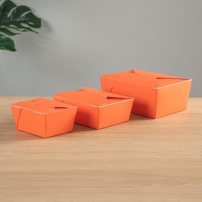 Restaurantware Bio Tek 45 Ounce Take Out Boxes 50 To Go Lunch Boxes - Tab-Lock Closure Heat-Tolerant Orange Paper Disposable Lunch Boxes Greaseproof For Hot And Cold Foods - Image 9