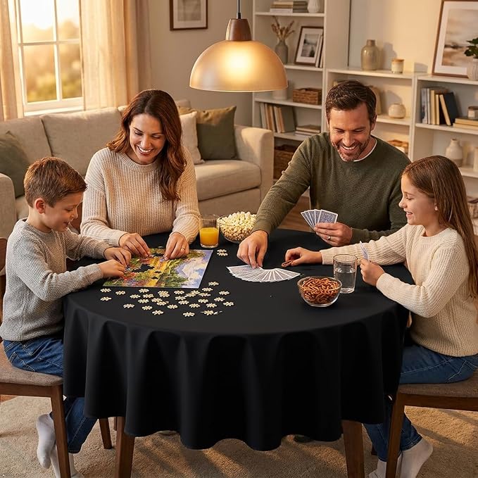8 Packs 70 Inch Black Round Tablecloths - Image 3