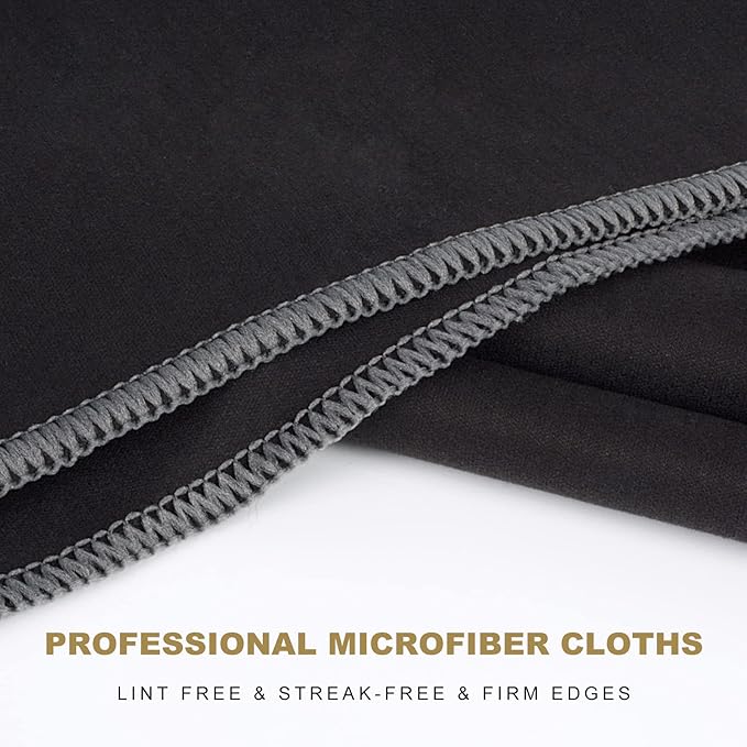 SINLAND Microfiber Glass Polishing Cloths Cleaning Rag 20x25In 12Pack Black - Image 3