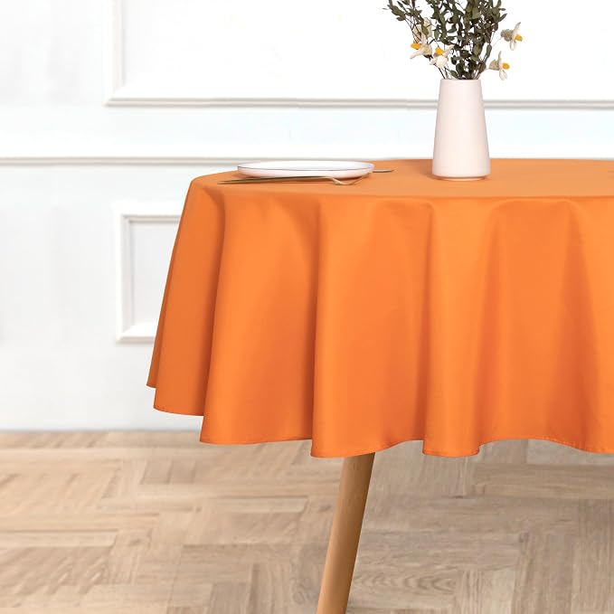 sancua Round Tablecloth 48 Inch Fits 20-36 Inch Tables, Orange - Image 2
