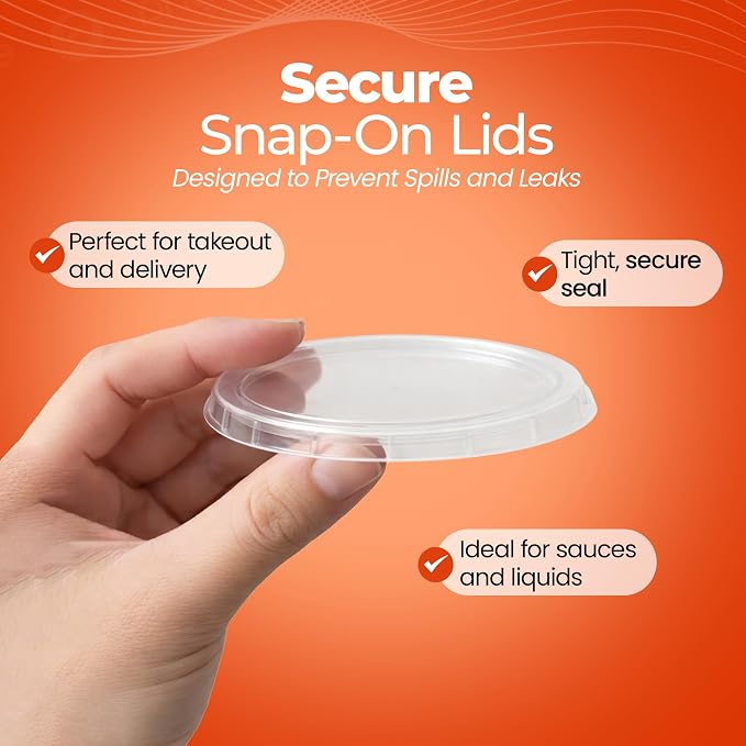 1.5-2oz Clear Plastic Portion Cup Lids – 2,500 Pack, Ultra Clear PET Disposable Lids, Secure Fit Covers for 1 Ounce Portion & Condiment Cups for Food Service (1.5-2 oz Portion Cups Lids) - Image 2