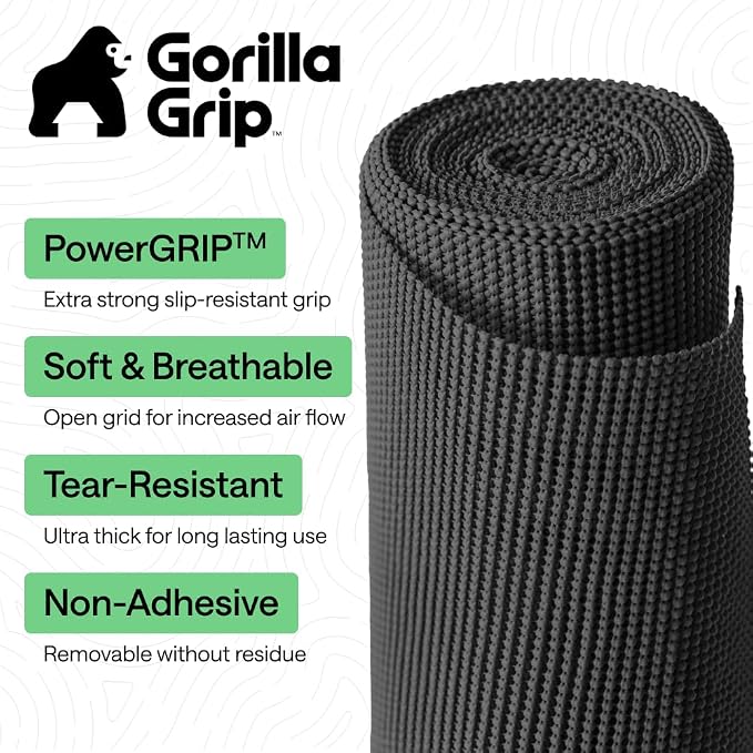 GORILLA GRIP powerGRIP Drawer Shelf and Cabinet Liner, 12" x30', Charcoal - Image 2