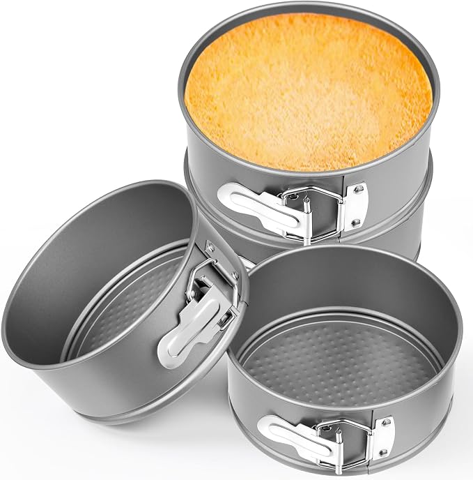Funnymoom 4 Pcs 6 Inch Non Stick Springform Pan with Removable Bottom Carbon Steel Round Springform Cheesecake Pan with Stainless Steel Spring Buckles for Baking Kitchens Restaurant(Gray) by Funnymoom