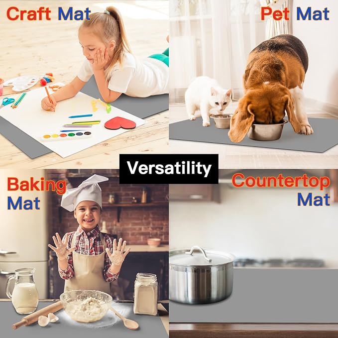 Silicone Mats for Kitchen Counter, 47.3"x23.6"x0.08" Largest Heat Resistant Mat Kitchen Island Waterproof 2MM Thick Countertop Protector Mat Nons-slip Extra Large Counter Mat (Lake Blue) - Image 7