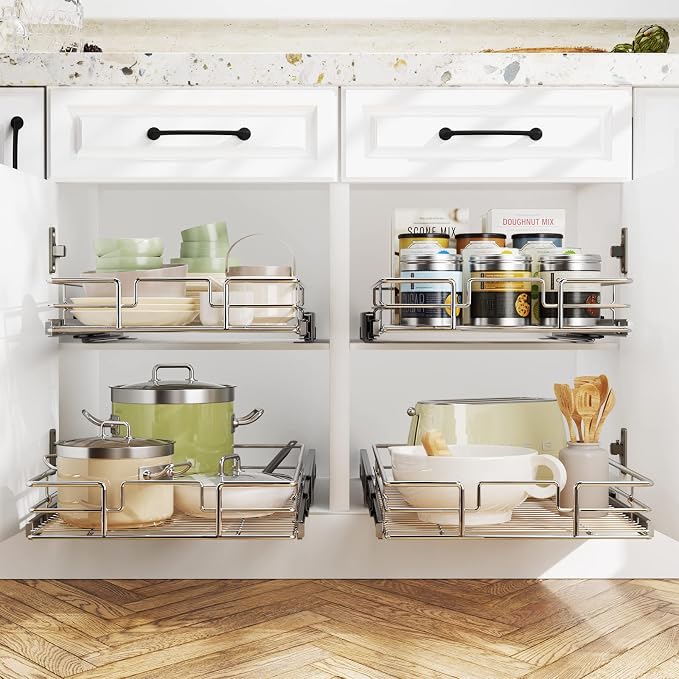 LOVMOR Pull Out Cabinet Organizer 20"W x 21"D, Kitchen Cabinet Pull Out Shelves Slide Out Storage… - Image 6