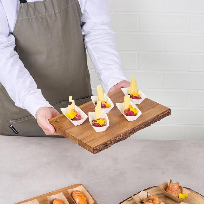 Restaurantware-Bio Tek 2 Ounce Food Trays, 50 Disposable Paper Food Trays - Heavy-Duty, Greaseproof, White Paper Boats, For Snacks, Appetizers, Or Treats, Use At Parties Or Carnivals - Image 5