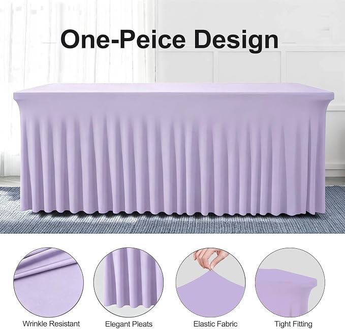 BDDC One-Piece Spandex Table Cloth Skirt for 8FT Rectangle Tables - Image 2
