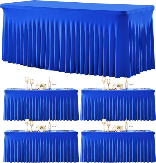 Besutolife 4 Pack Royal Blue Spandex Tablecloth for 6ft Rectangle Tables Fitted Table Cloth Stretch Table Covers Skirt 6ft Rectangular Tablecloths for Banquet Parties Wedding Decorations by Besutolife