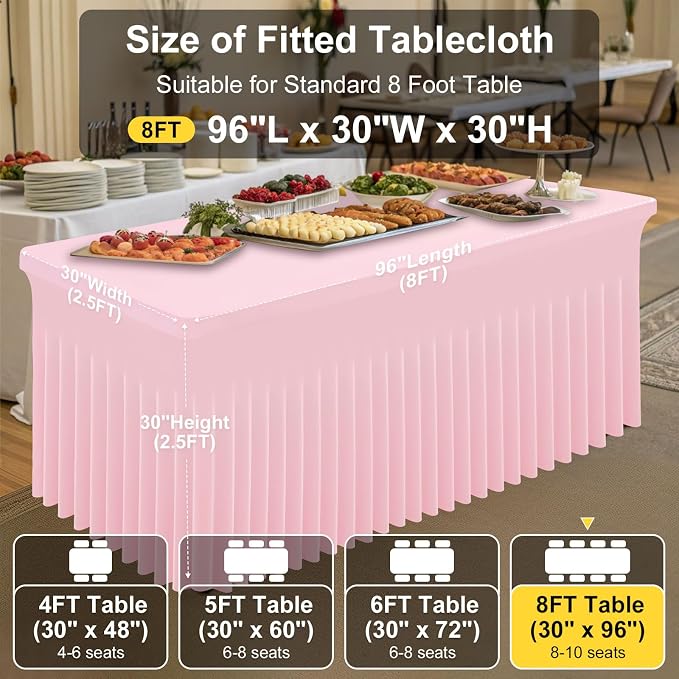 Smiry 2 Pack Spandex Elastic Fitted Table Cloth Skirt for 8FT Table - Image 4